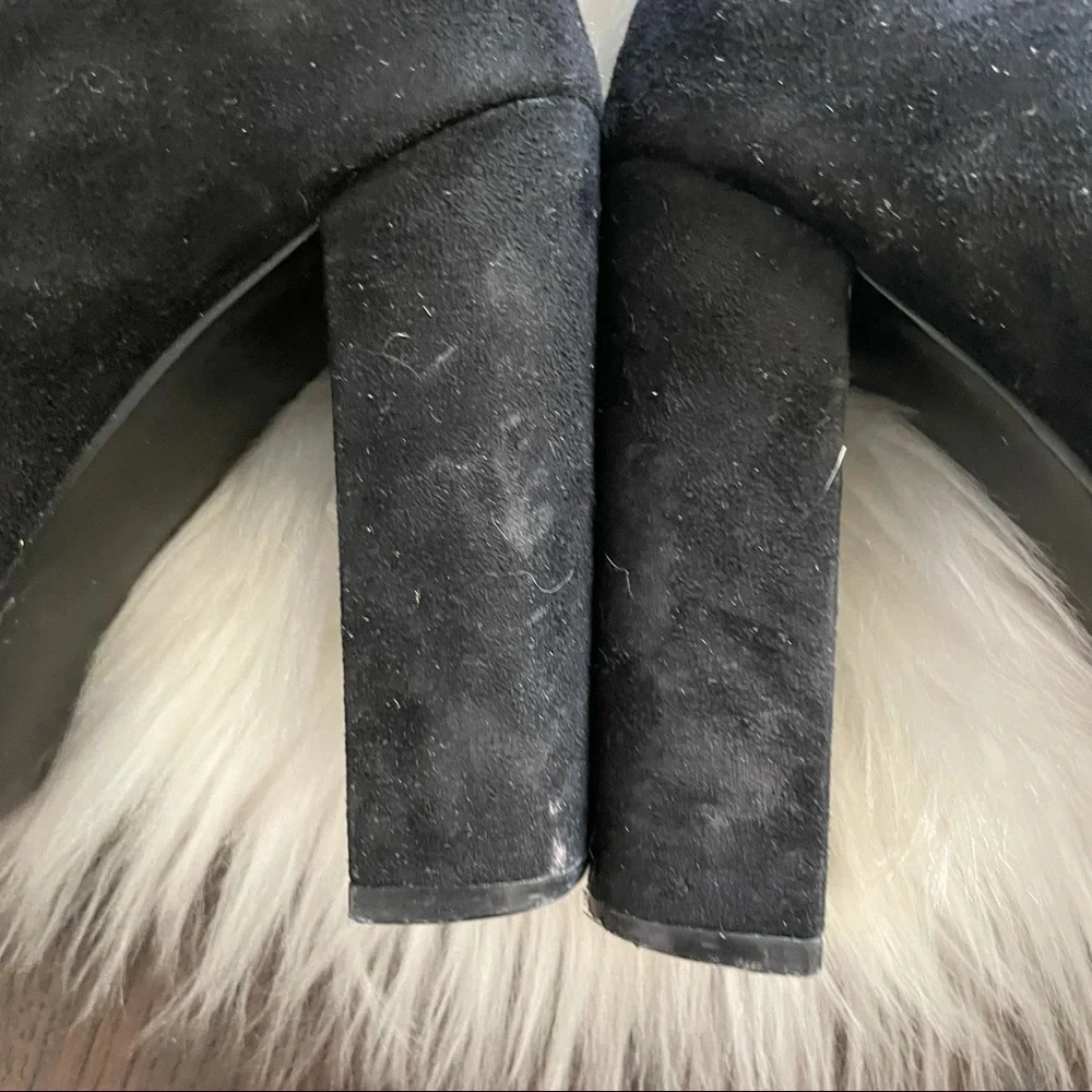 STEVE MADDEN EDITION BLACK SUEDE RED ROSE ANKLE HEEL BOOTIES - Picture 7 of 11